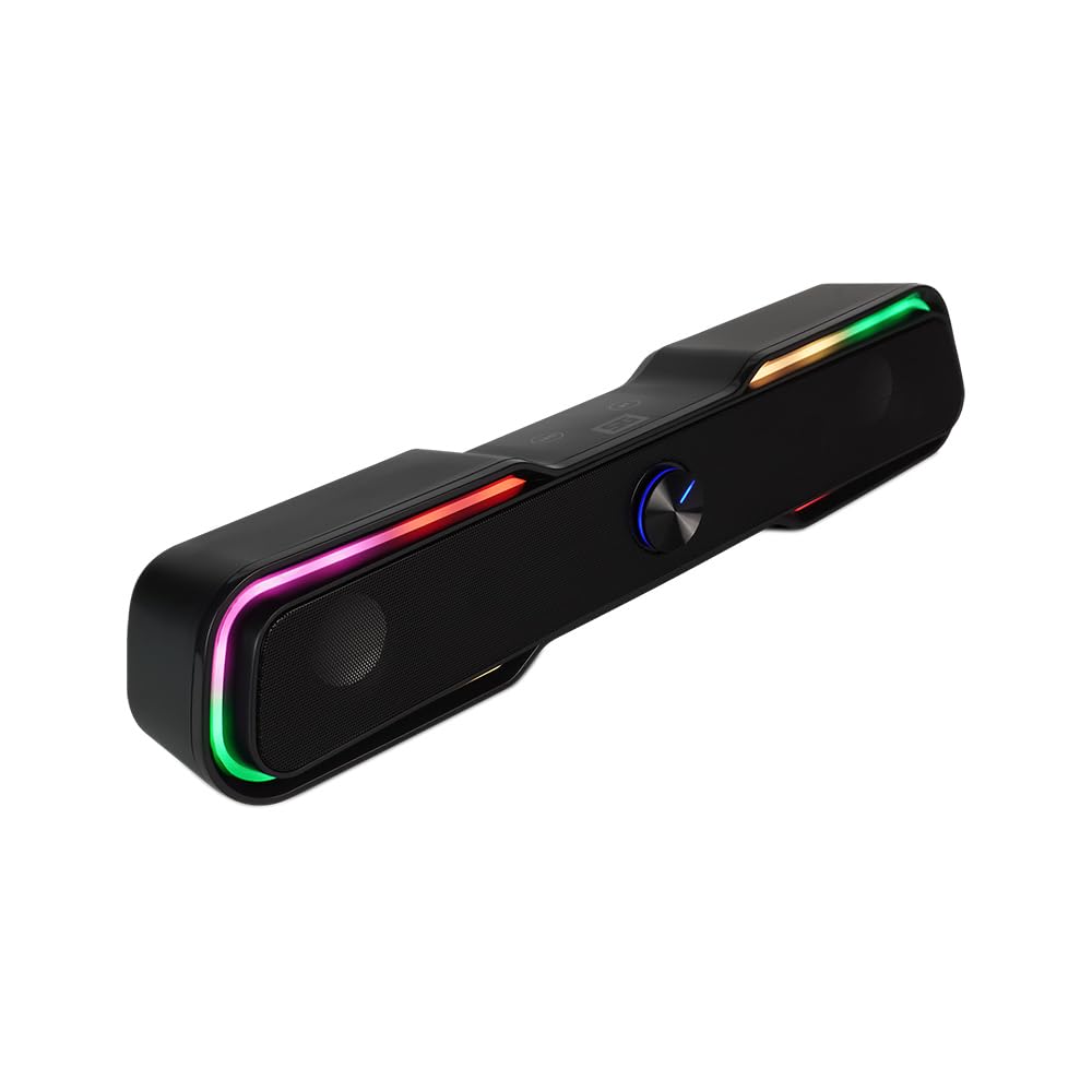 Bocina BSP-350 Start The Game Bluetooth con RGB, Panel Táctil, Selección de Color, Alimentación USB, Salida 3.5 mm, con Microfono, Gamer, para PC Gamer, Pantalla, Computadora,