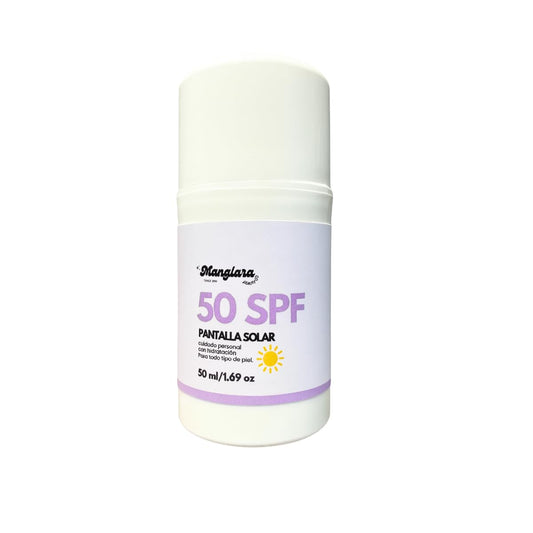 Pantalla Solar Manglara SPF 50 | Protector Solar Facial Hidratante, Alta Protección UV, Fórmula No Comedogénica, Ideal para Todo Tipo de Piel, Resistente al Agua, Uso Diario para Rostro y Cuello