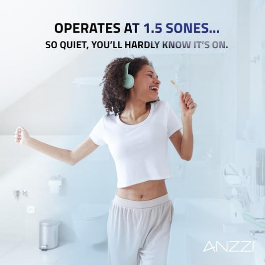 ANZZI - Ventilador de escape de 100 CFM, con luz LED y sensor de humedad, montaje en techo (blanco)