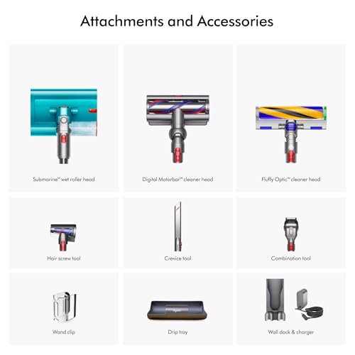 Dyson V15s Detect Submarino Aspiradora en seco húmedo, Amarillo/níquel