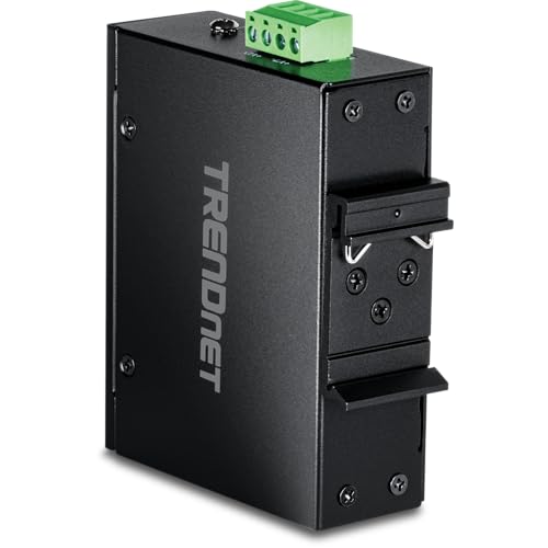 TRENDnet 5-Port Industrial Unmanaged Fast Ethernet DIN-Rail Switch, 5 x Fast Ethernet Ports, IP30, Operating Temperature Range of -40° – 75°C (-40° – 167°F), Lifetime Protection, Black, TI-E50