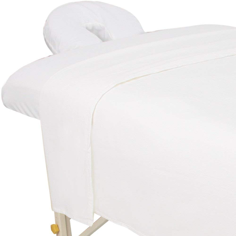 For Pro - Juego de sábanas de Masaje de Franela de 3 Piezas, Color Blanco, para mesas de Masaje, Incluye sábana encimera de Masaje, sábana Bajera Ajustable de Masaje y Funda de reposamanos Ajustable