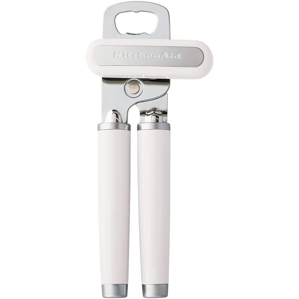 KitchenAid - Abrelatas y abrebotellas multifunción clásico fácil de usar, rueda de corte de acero inoxidable afilada, asas ergonómicas suaves, color blanco
