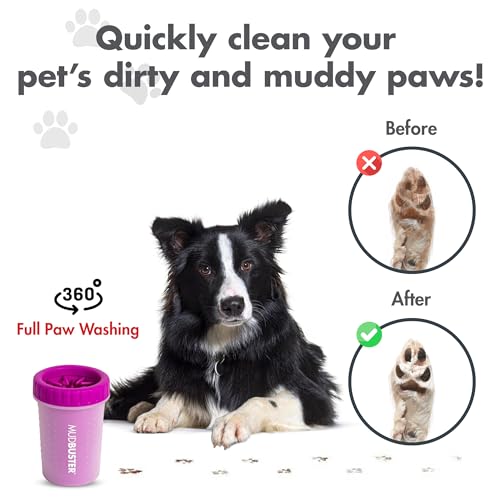 Dexas MudBuster - Limpiador portátil para patas de perro en fucsia para perros y gatos