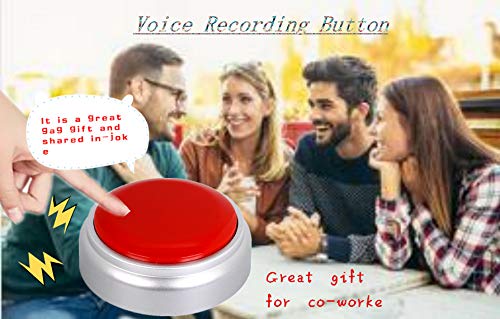 Botón de Grabación de Voz Grabable Rojo y Plateado para Oficina
