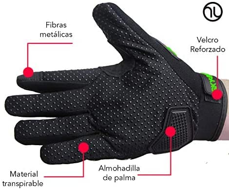 hanylish Guantes para Motociclista, Antideslizante, Cómodos y Ligeros para Hombre y Mujer, Protección Completa con Sensores Táctiles, Accesorios para Moto, Bicicleta y Senderismo (Negro - Verde, XXL)