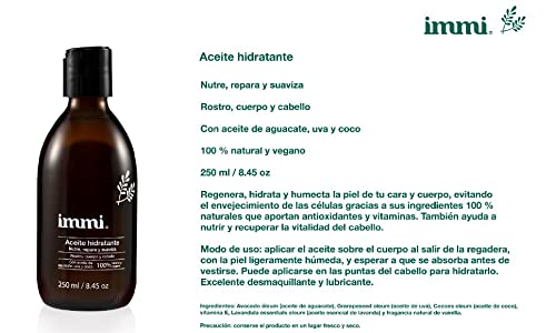 immi Kit Aceite Hidratante Jabón Detox y Crema Facial, 1 Jabon 50gr la Artesanal