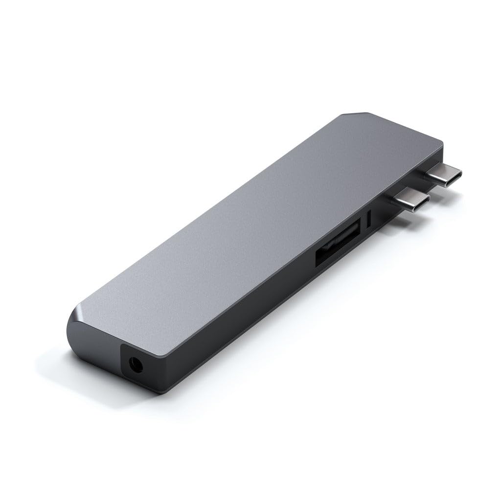 SATECHI Adaptador multipuerto USB C Hub Pro Hub MAX, USB 4.0, Datos USB-A, Datos USB-C, Gigabit Ethernet, Puerto SD/Micro SD y Conector de Audio, para MacBook Air/Pro M4 - Gris Espacial