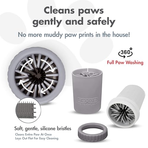Dexas MudBuster - Limpiador portátil para patas de perro, de calidad premium, pequeño accesorio para mascotas de color gris claro