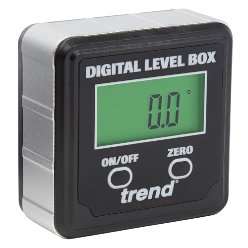Caja Digital de Nivel y Buscador de Ángulo Trend Negro con Base Magnética y LCD para Carpintería y Ajuste Preciso de Sierra de Mesa e Inglete