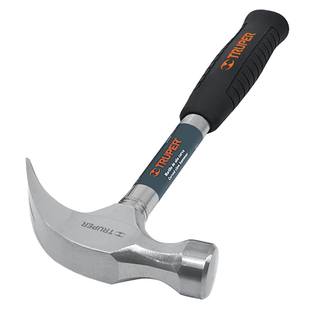 Martillo Truper Pulido Naranja 16 oz con Uña Curva y Mango Tubular de Neopreno