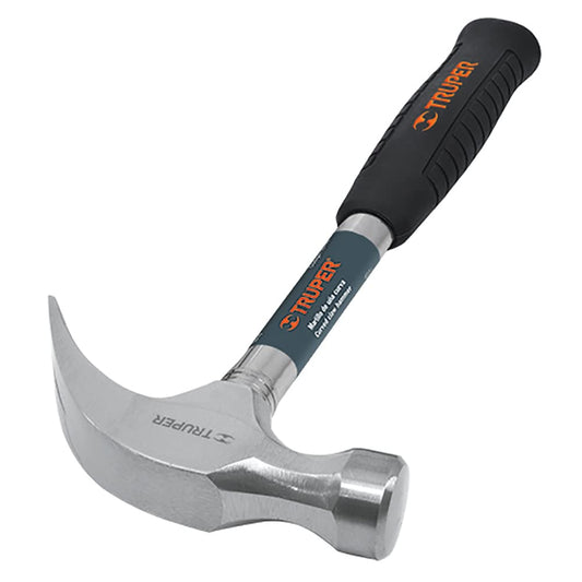 Martillo Truper Pulido Naranja 16 oz con Uña Curva y Mango Tubular de Neopreno