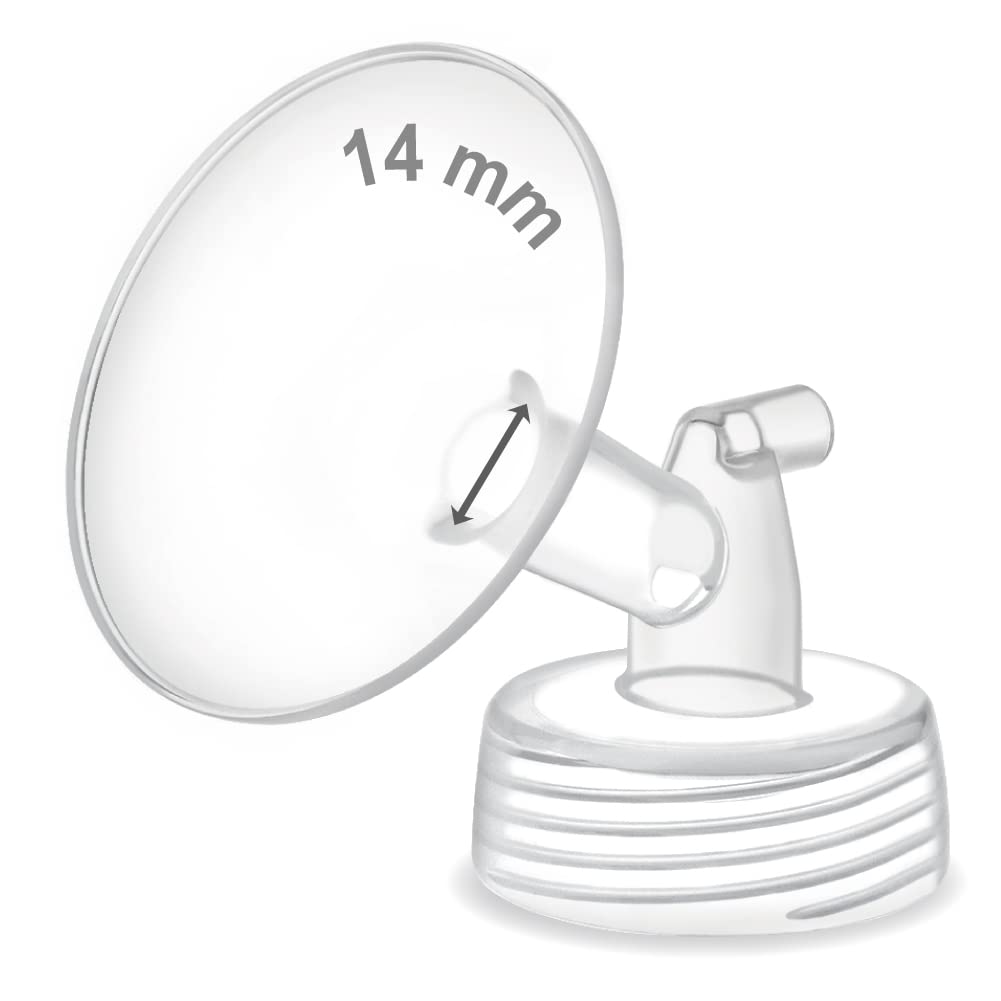 Maymom pieza de extracción de cuello ancho compatible con bombas S1/S2 de Spectra; incluye Embudo de boca ancha; no es producto original; 1 unidad transparente, 14 mm.