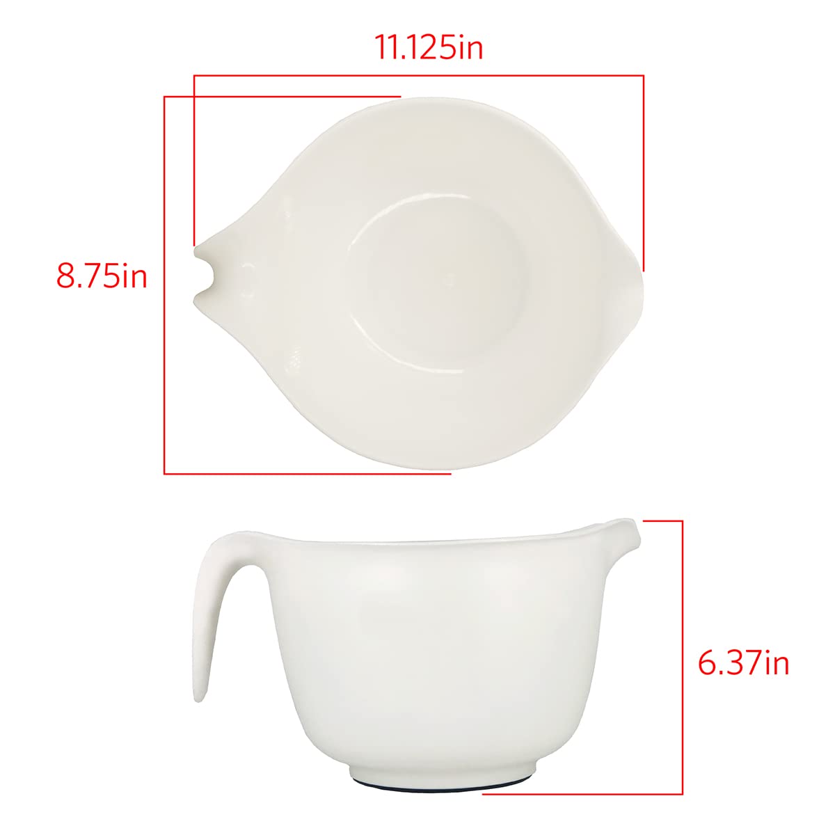 GLAD - tazón para mezclar con asa, 3 cuartos de galón, plástico resistente con boquilla de vertido y base antideslizante, apto para lavaplatos para cocinar y hornear, color blanco