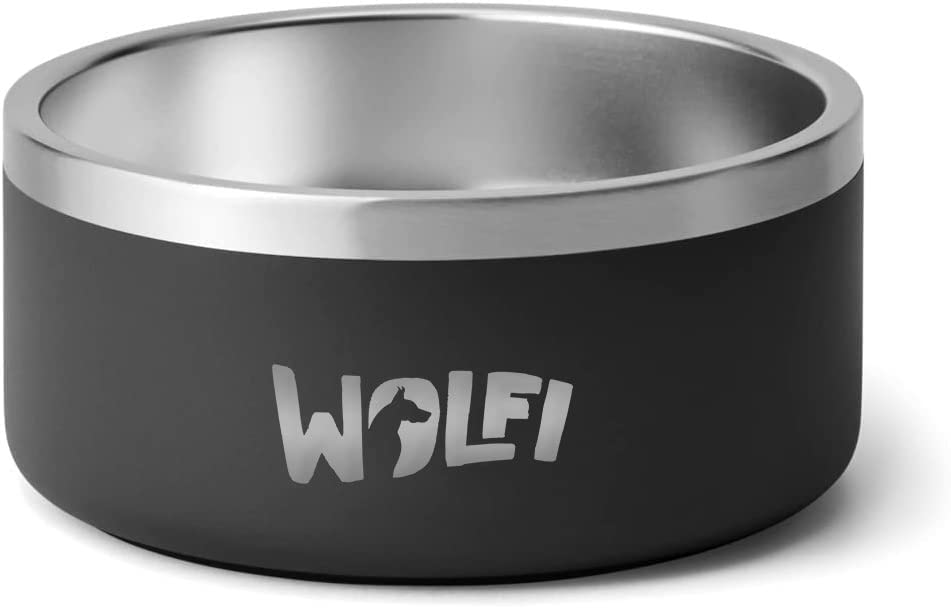 Tazón de Acero Inoxidable Wolfi Negro Antideslizante para Mascota