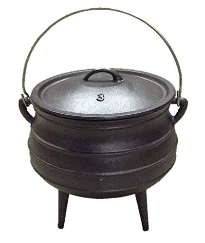 Cuisiland - Olla de caldero Potjie de hierro fundido de 8.5 cuartos con tapa y 3 patas, olla de fogata presazonada de estilo sudafricano para cocinar al aire última intervensión, sopas, guisos y