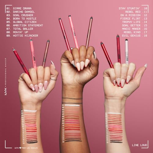 NYX Professional Makeup, Line Loud Lip Liner, Delineador de Labios, Daring Damsel