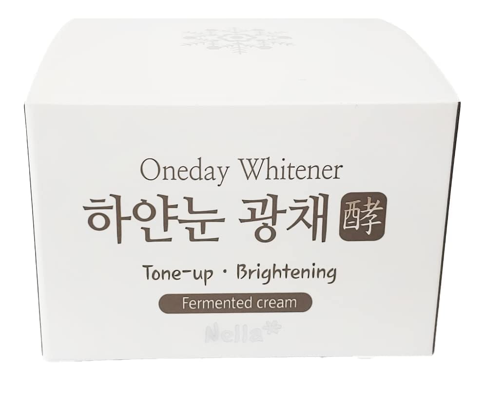 Nella Oneday Whitener, White Snow Whitening and Brightening Ferment Cream, Radiant Tone-Up, Korean Beauty, 1.76 Ounce