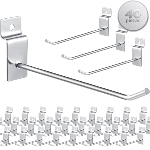 Ganchos de Ferretería,Gancho Metal para Panel Ranurado, Ganchos para Exhibición de Tiendas de Conveniencia,10/15/20cm (40, 15cm)