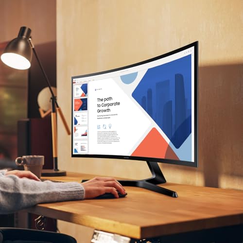 SAMSUNG - Monitor de computadora Curvo FHD 1800R de 24 Pulgadas Essential S3 (S36GD) Series FHD 1800R, 100Hz, Modo de Juego, Comodidad Ocular Avanzada, Puertos HDMI y D-Sub, LS24D366GANXZA, 2024