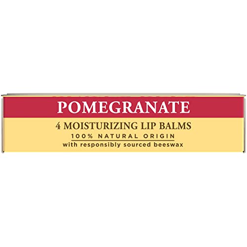 Burt's Bees 100% Natural Moisturizing Lip Balm, Pomegranate with Beeswax and Fruit Extracts - 4 Tubes