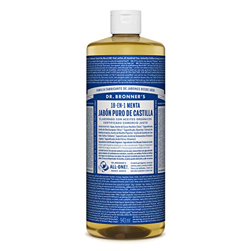 Dr. Bronner's | Jabón de castilla orgánico, para todo el cuerpo, intensamente refrescante, biodegradable y aromatizado con aceite esencial de Menta 946 ml