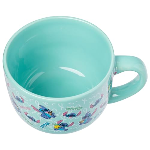 Taza de Cerámica Silver Buffalo Lilo and Stitch Pastel con Tapa Plástica Ventilada