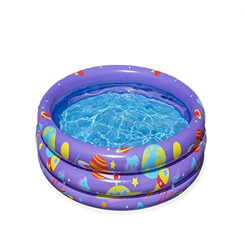 Bestway 52466 Alberca Inflable Redonda 1.02x.25cm 3 Anillos Morada con Pelotas Clave, Multicolor