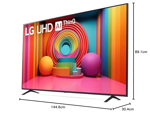 LG Serie UT7570 4K Smart TV de 65 Pulgadas, procesador α5 AI 4K, asignación dinámica de Tonos, Alexa Ready, HDR10, HGIG, ALLM, WebOS 24, Wi-Fi, Bluetooth, Mejora de AI, Sonido de IA, Canales