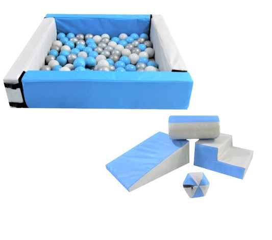DIDJIG Alberca Cuadrada con Kit de Estimulacion Temprana Azul-Perla