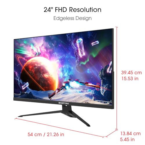 Sceptre IPS 24'' Gaming Monitor 165Hz 144Hz Full HD (1920 x 1080) FreeSync Eye Care FPS RTS DisplayPort HDMI Build-in Speakers, Negro máquina 2020 (E248B-FPT168)