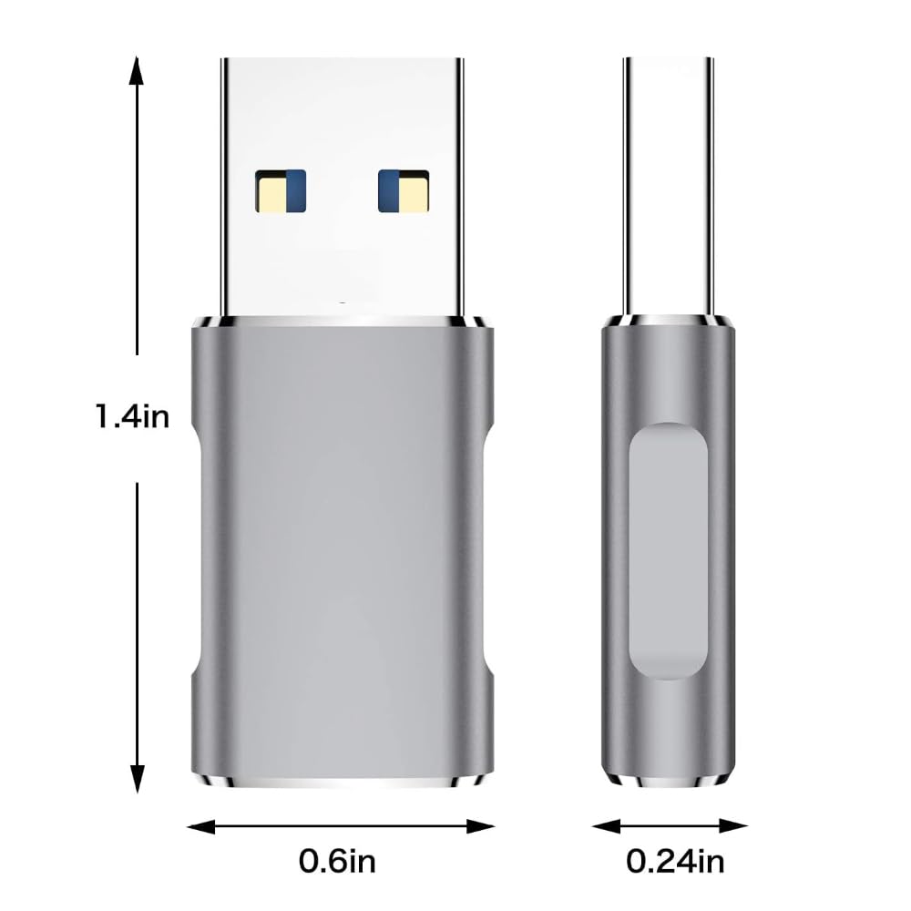 Adaptador USB C a USB 3.1 Gen2 QCEs en Negro de 10 Gbps con Carga Rápida de 60 W Paquete de 2 Compatible con iPhone 15