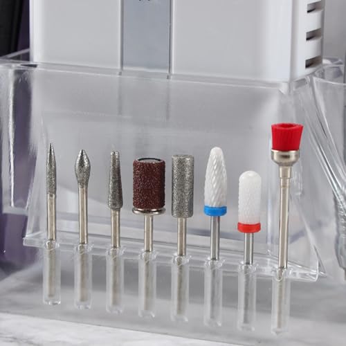 Organizador de Uñas Profesional, Caja de Soporte para Taladro, 8 Agujeros para Brocas