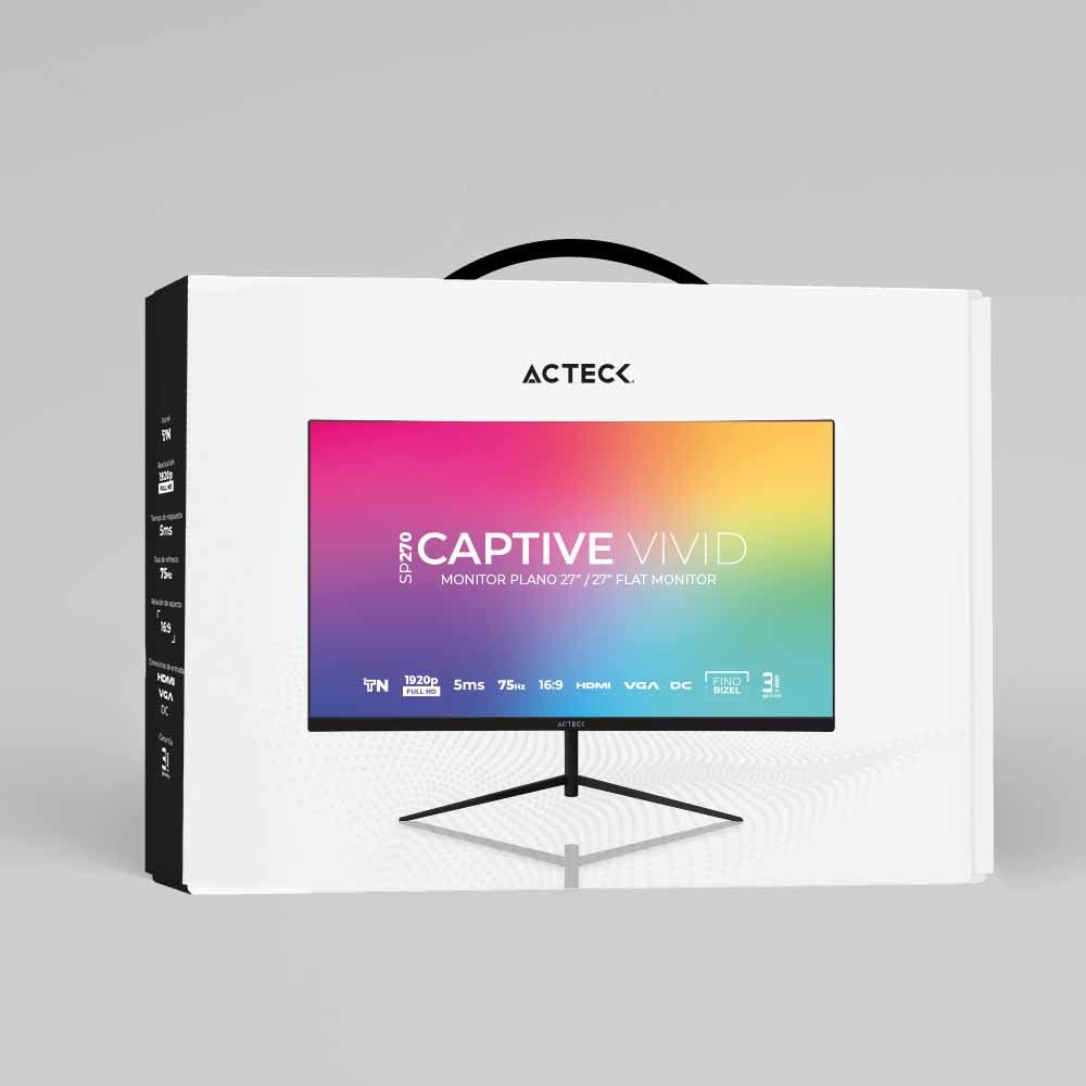 Monitor Led Panel TN de 27" Captive Vivid SP270 Full HD 1080p 75Hz 5ms 1xVGA + 1xHDMI 1.4 + Vesa 75 Elite Series