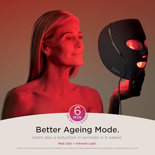 SHARK, Máscara de Luz Led CryoGlow, Tecnología Refrescante para Debajo de los Ojos, Luces Led Roja, Azul e Infrarroja para Skincare Antiedad, USB C, Control Remoto, Color Azul, FW312LAA