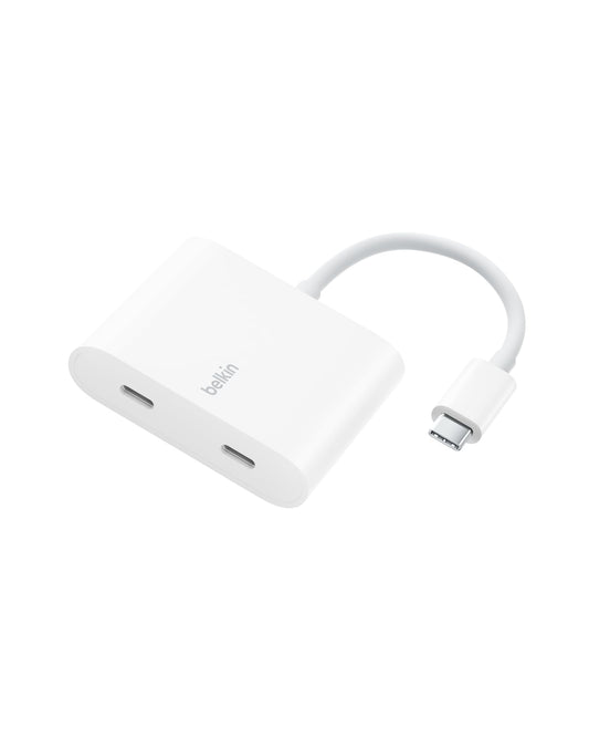 Belkin Connect USB-C Power & Data Splitter, concentrador de Doble Puerto con 1 Puerto USB-C 3.2 Gen2 y 1 Puerto PD de 100 W para Carga simultánea y Transferencia de Datos para iPhone, iPad, Nintendo