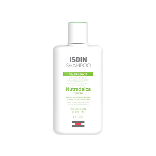 ISDIN Nutradeica Champú Anticaspagrasa, Reduce la Descamación, el Picor y el Exceso de Sebo, 200ml