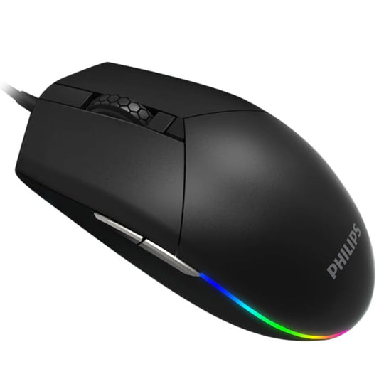 Mouse Gaming Philips Negro con Iluminación RGB y 6 Botones Programables