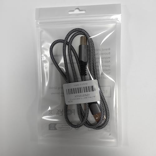 Cable Impresora USB 2.0 Nylon 1M para HP Canon Epson Brother Dell Lexmark Xerox Escáner Disco Duro