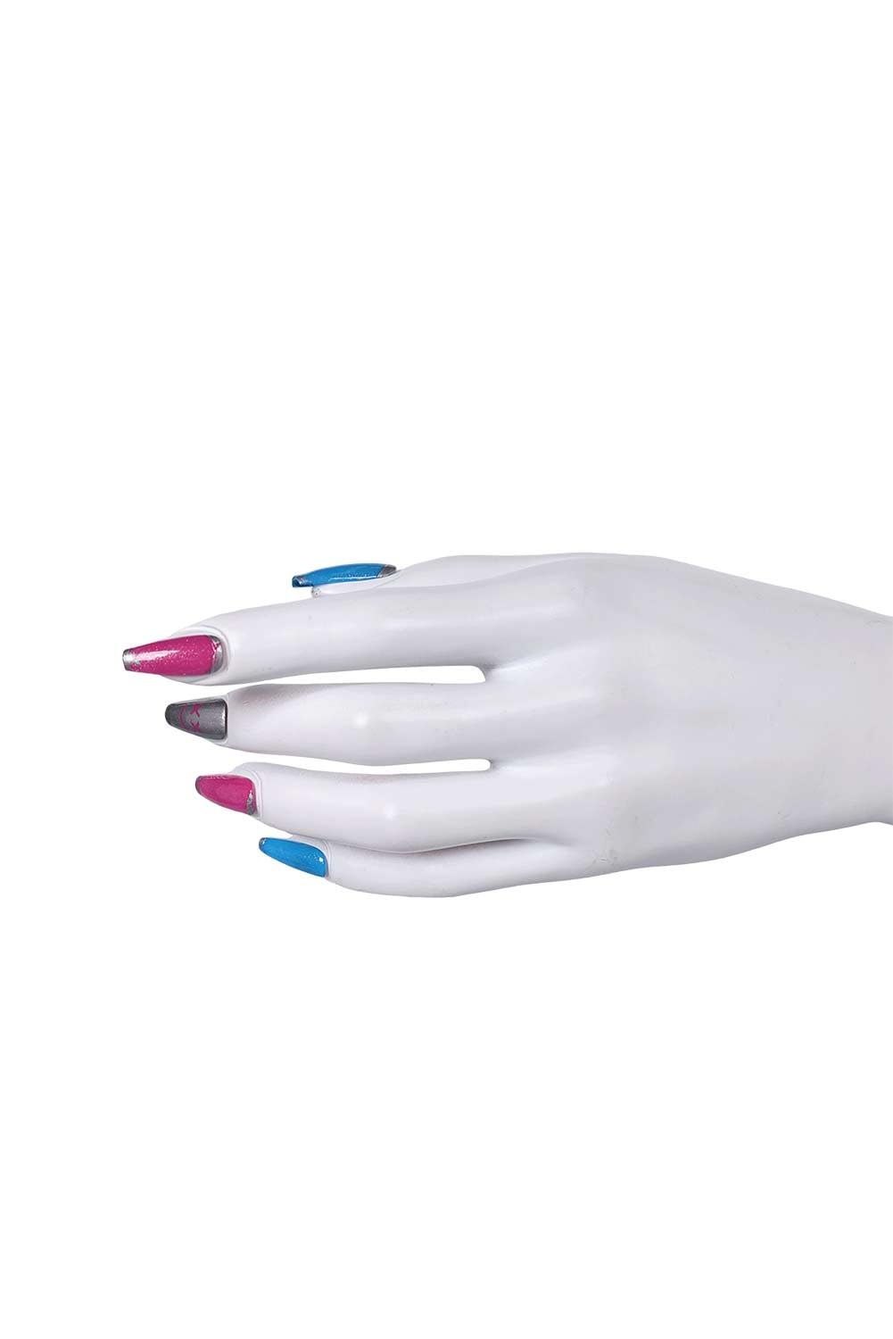 Toitaly Uñas postizas Jinx para cosplay, accesorios largos para disfraz, uñas postizas coloridas con pegamento.