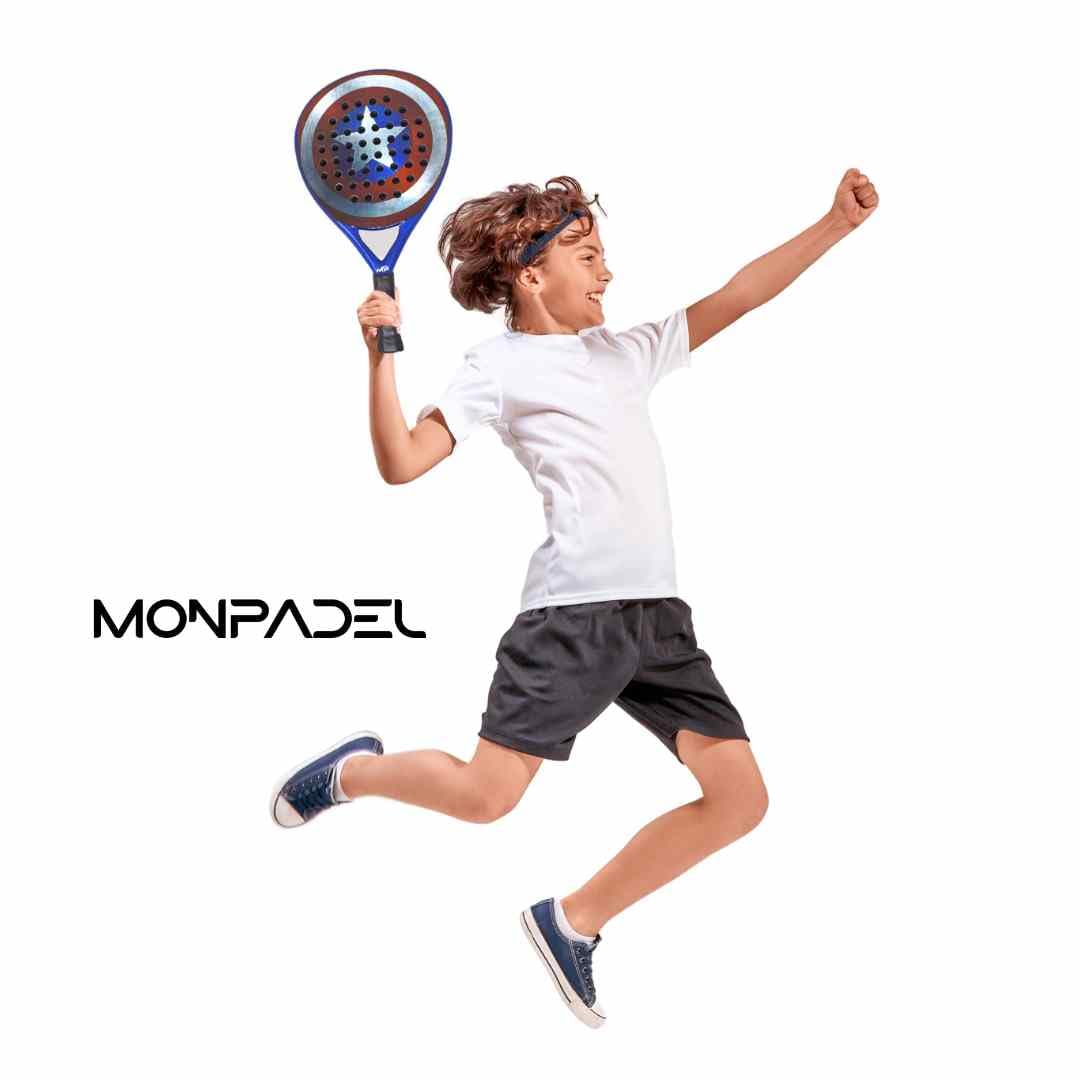Raqueta Pala Pádel MonPadel Azul Eva Soft Carbon para Niño Junior Pro