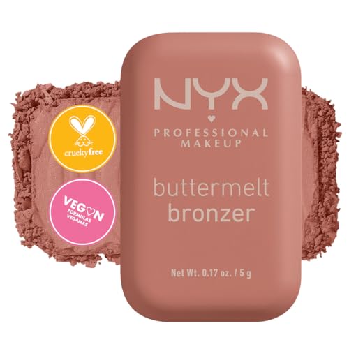 NYX Professional Makeup, Buttermelt Bronzer, Tono: Deseve Butta (café) Bronceador cremoso en polvo infusionado con manteca de karité, mango y almendras, hasta 12hrs de uso, no se desvanece, resistente a transferencias. Fórmula vegana.