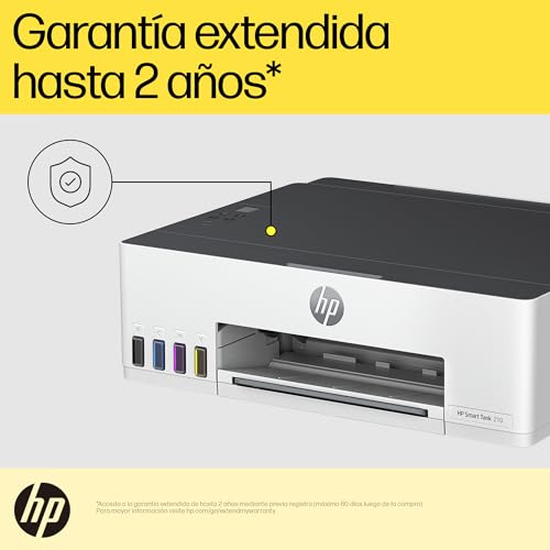 HP Impresora Smart Tank 210, Tinta Continua, Color, Wi-Fi,USB, Bluetooth, Dúplex (Doble Cara) Manual, Impresión Smart App, hasta 2 años de Garantía* (3D4L3A)