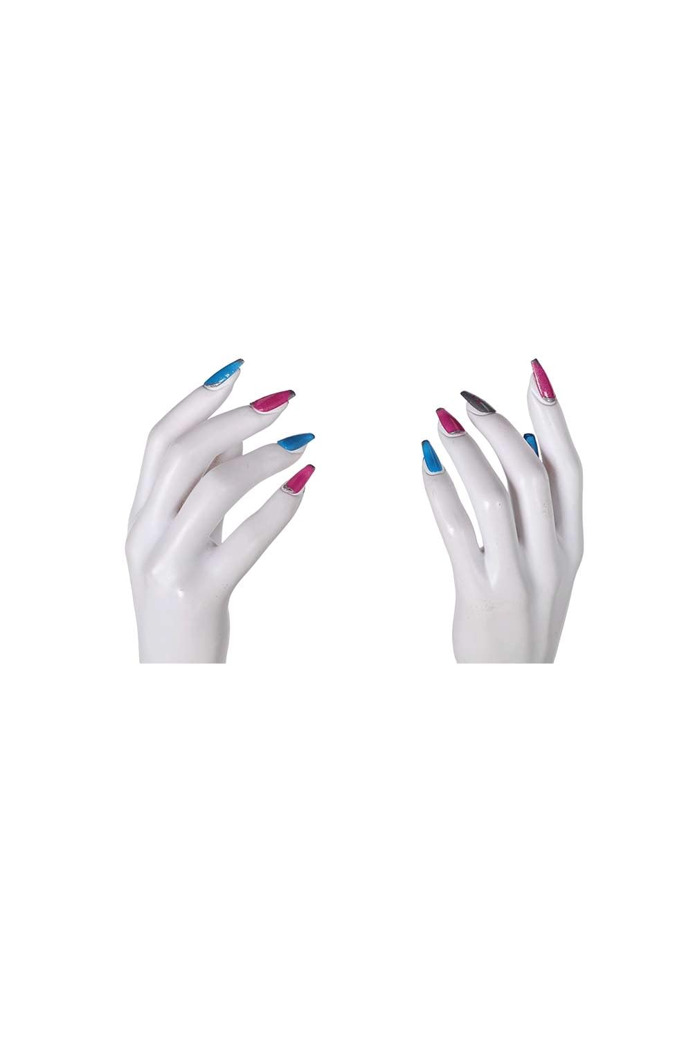Toitaly Uñas postizas Jinx para cosplay, accesorios largos para disfraz, uñas postizas coloridas con pegamento.