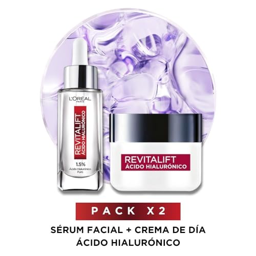 L'Oreal Paris Serum Facial Anti Arrugas Acido Hialuronico Revitalift L'Oreal Paris + Crema hidratante anti-líneas de expresion Revitalift Ácido Hialurónico Día de L'Oréal Paris, 50 ml