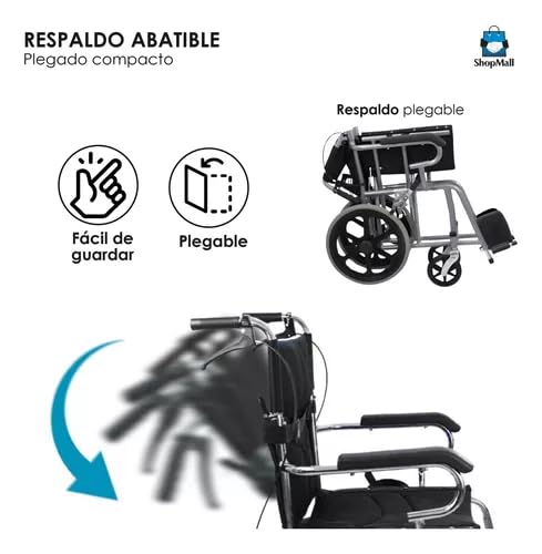 Silla de Ruedas Plegable Compacta Ligera para Adultos y Personas Mayores