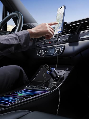 UGREEN 130W Cargador de Coche USB C Carga Rápida, Adaptador para Auto Tipo C para Encendedor de Cigarrillos Compatible con iPhone 16 15 14 13, Galaxy S25 S24 S23 Ultra, Xiaomi, MacBook, iPad Pro Air