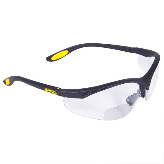 DEWALT DPG59-120C Reforzador Rx-Bifocal 2.0 Lente transparente de alto rendimiento con patillas de goma y funda protectora para anteojos