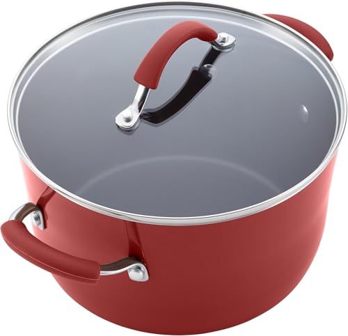Batería de Cocina Rachael Ray Rojo Pálido Porcelana Dura Antiadhesiva 12 Piezas