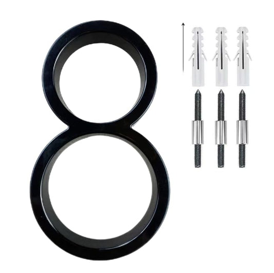 Números Modernos para Casa JARDÓN Negro con Kit de Instalación Exterior 5 Pulgadas